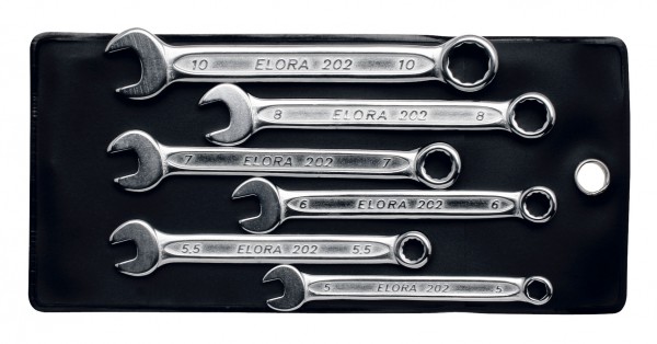 Ringmaulschlüssel-Satz, extra kurz, 6-teilig 5-10 mm, ELORA-202S 6M