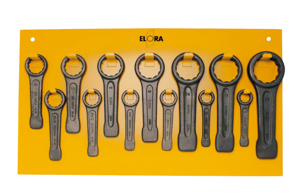 Metalltafel (leer) für Schlagringschlüssel-Satz, 13-teilig 30-80 mml, ELORA-86L