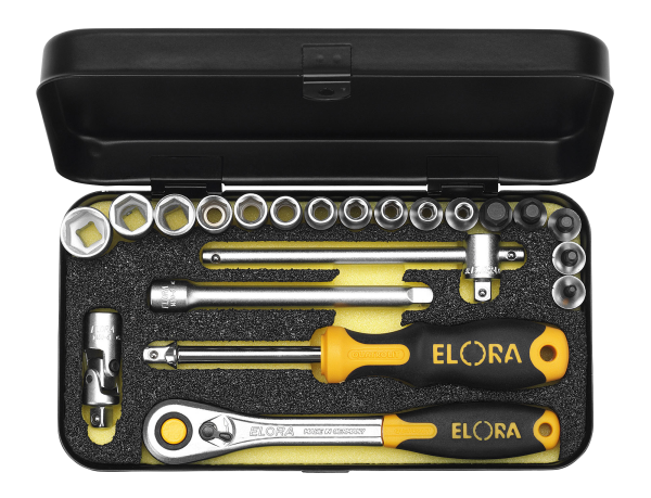 Steckschlüssel-Satz 1/4", 20-teilig 3/16-1/2 AF und IN-1/8-5/16 AF, ELORA-1400-IAU