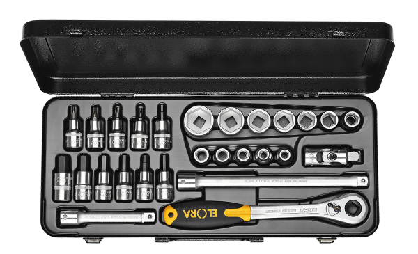Steckschlüssel-Satz 1/2", 6-kant+in+TORX®, 30-teilig 10-50 mm, ELORA-771-LMITXK
