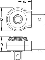 Einsteck-Umschaltknarre, feinverzahnt 1/2", 14x18 mm, ELORA-2076-1