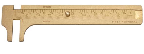 Messing-Taschenmessschieber "Knopfmass", Messbereich 100 mm, ELORA-1519