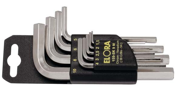 Winkelschraubendreher-Satz, 10-teilig 1,5-12 mm, mit SB-Halter, ELORA-159SK-10M