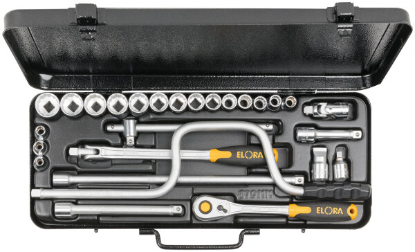 Steckschlüssel-Satz 3/8", Sechskant, 27-teilig 6-22 mm, ELORA-871-MU