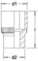 Steckschlüssel-Einsatz 1/2", Zwölfkant, ELORA-770-LM 22 mm