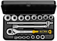 Steckschlüssel-Satz 3/8", Zwölfkant, 15-teilig 1/4"-7/8"AF, ELORA-870-JAU