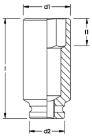 Kraftschraubereinsatz 3/4", extra tief, 6-kant,...