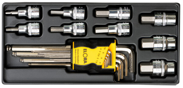 Innensechskant-Steckschlüsselsatz 1/2", 18-teilig, ELORA-MS-13