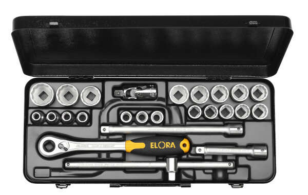 Steckschlüssel-Satz 1/2", Zwölfkant, 23-teilig 3/8"-1.1/4" AF, ELORA-770-OK LAK