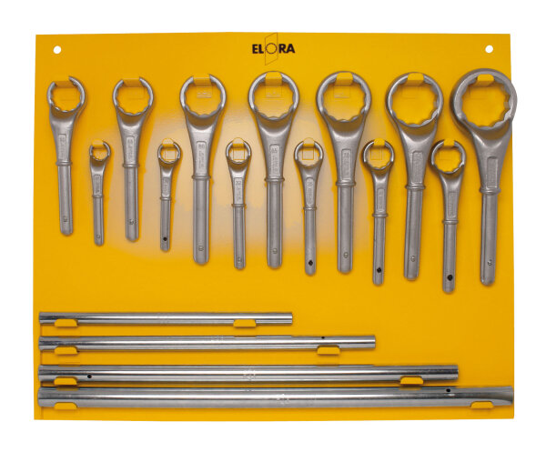 Metalltafel für Zugringschlüssel-Sätze, 16+17-teilig, ELORA-85L