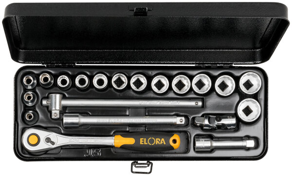 Steckschlüssel-Satz 3/8", Sechskant, 20-teilig 6-22 mm, ELORA-871-JSU