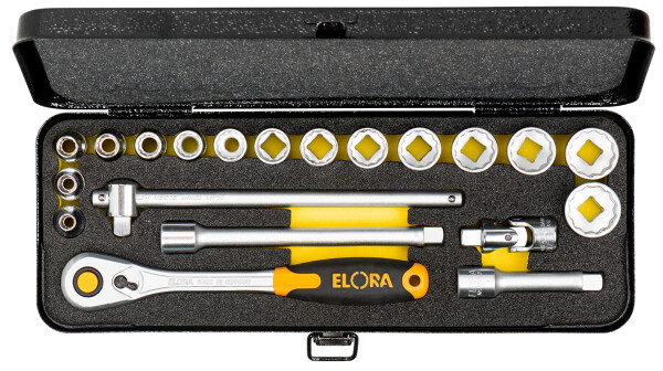 Steckschlüssel-Satz 3/8", Zwölfkant, 20-teilig 6-22 mm, ELORA-870-JSU