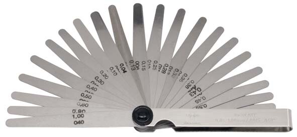Fühlerblattlehre mm und zoll, 25-teilig 0,04-1,00 mm + 0,0015-0,0400 zoll, ELORA-188MZ-25