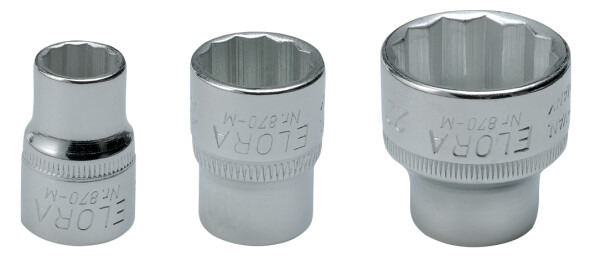 Steckschlüssel-Einsatz 3/8", Zwölfkant, ELORA-870-A 1/2" AF