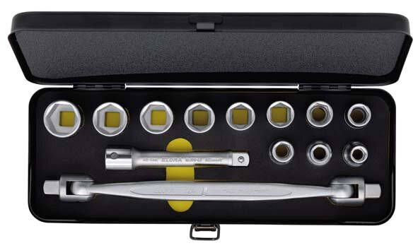 Doppelgelenk-Steckschlüssel-Satz 1/2", Zwölfkant, 13-teilig 10-24 mm, ELORA-124-S12